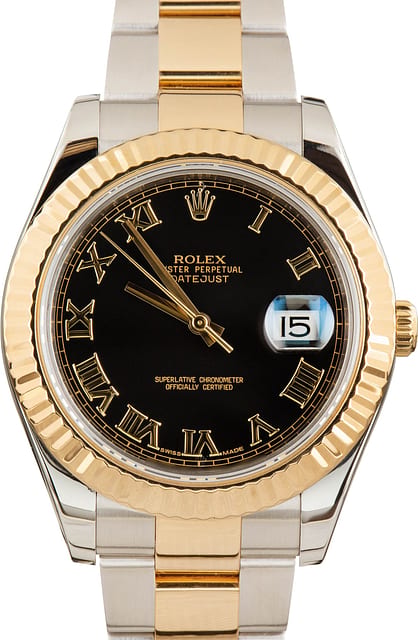 Pre-Owned Rolex Datejust ref 116333 Black Roman Dial