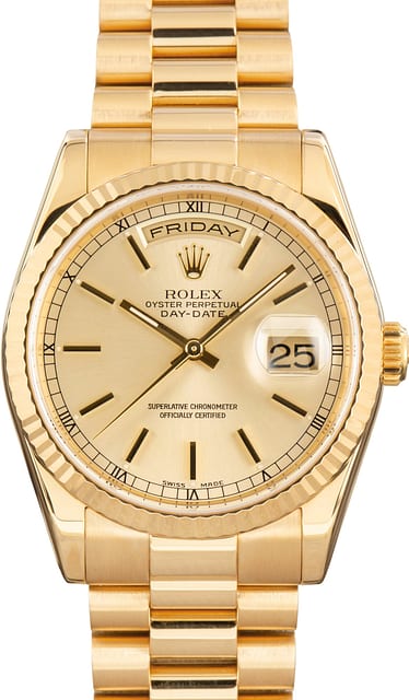Pre-Owned Rolex Day-Date 36 Ref 118238 Champagne Dial