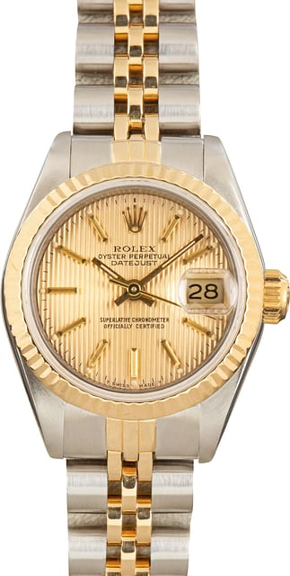 Pre-Owned Ladies Rolex Datejust 69173 Champagne Tapestry Dial