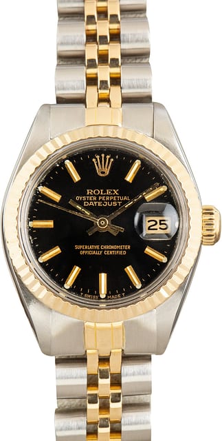 Pre-Owned Rolex Oyster Perpetual 26 Two Tone 6719 Black Dial