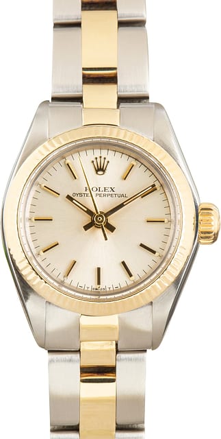 Pre-Owned Ladies Rolex Oyster Perpetual 26 Two Tone 6719 Silver Dial