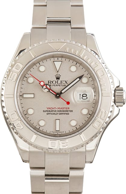 Pre-Owned Rolex Yacht-Master 40 Ref 16622 Platinum Dial