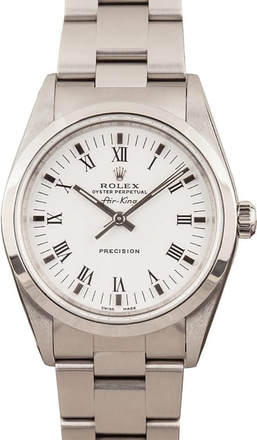 Pre-Owned Rolex Air King 14000M White Roman Dial