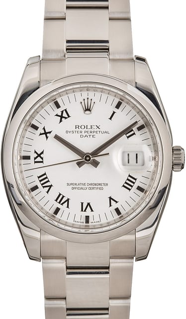 Rolex Date 115200 White Roman Dial