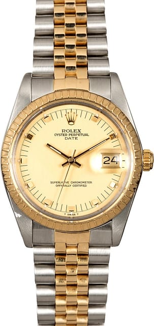 Two Tone Rolex Date 15053 Champagne Dial