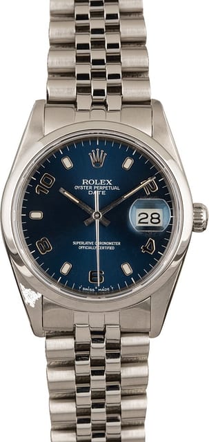 Used Rolex Date Stainless Steel 15200 Blue Arabic Dial T