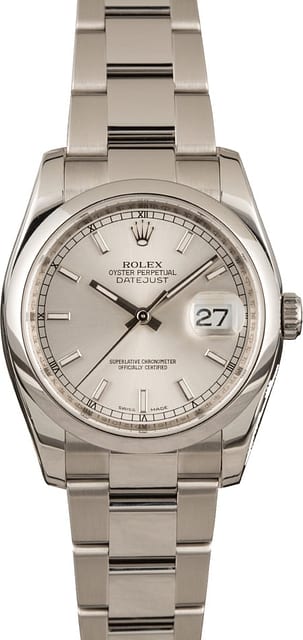 Used Rolex Steel Datejust 116200 Silver Index Dial