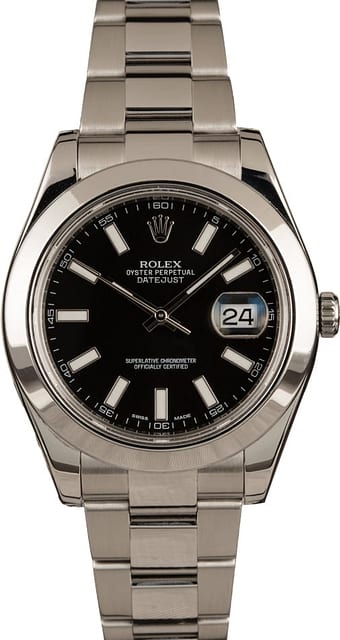 Used Rolex Datejust 116300 Black Luminous Index Dial