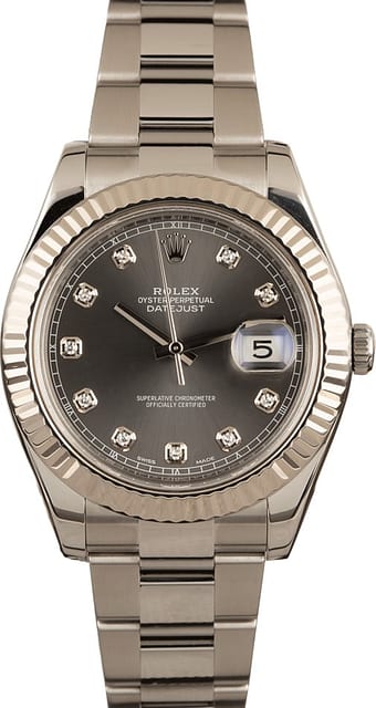 Pre-Owned Rolex Datejust 116334 Rhodium Diamond Dial