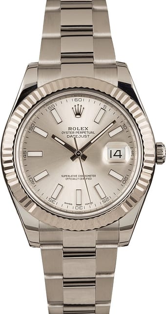 Used Rolex Datejust II Ref 116334 Silver Luminous Dial