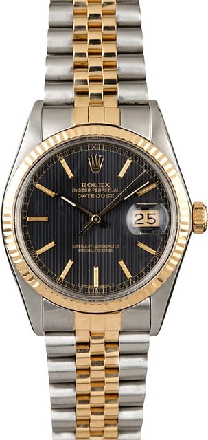 Used Rolex Datejust 16013 Black Tapestry Dial