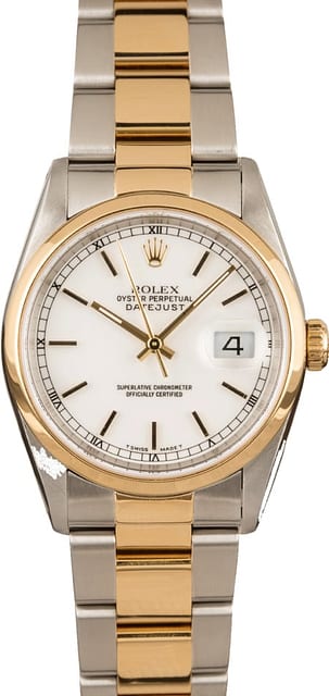 Pre-Owned Rolex Datejust 16203 White Index Dial