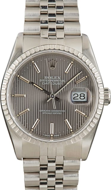 Men's Rolex Datejust 16220 Slate Tapestry Dial