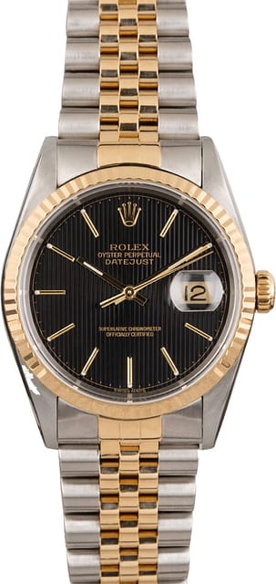Used Rolex Datejust 16233 Black Tapestry Dial