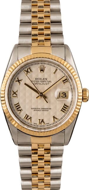 Pre-Owned Rolex Datejust 16233 Ivory Pyramid Diamond T