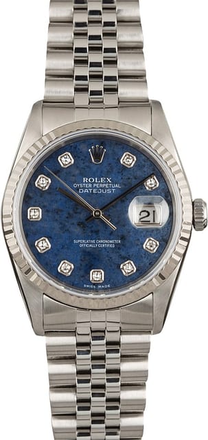 Pre Owned Rolex Datejust 16234 Lapis Diamond Dial