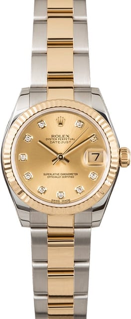 Used Mid-Size Rolex Datejust 178273 Diamond