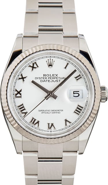 Rolex Datejust Ref 126234 White Roman Dial