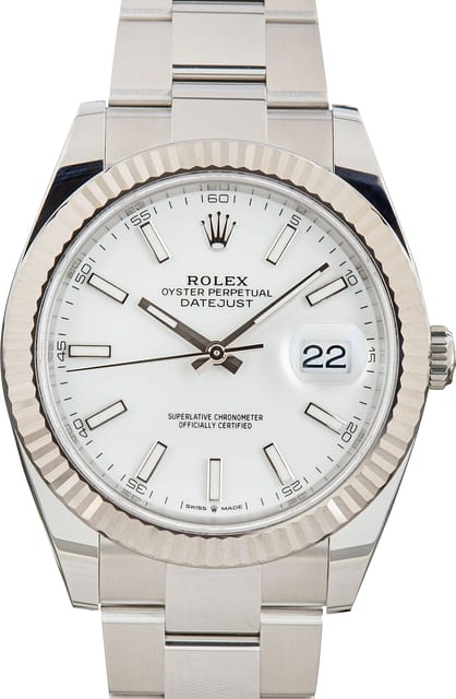Rolex Datejust 41 Ref 126334 White Index Dial