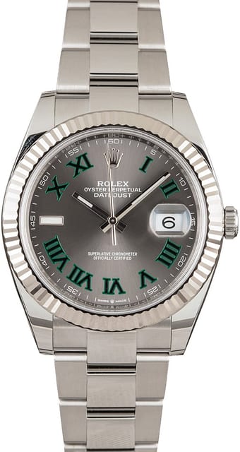 Pre-Owned Rolex Datejust 126334 Green Roman Markers Watch