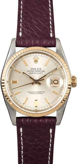 Rolex Datejust Two-Tone 16233 Leather Strap