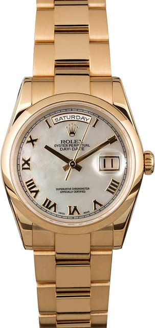 Rolex Day-Date 118208 Yellow Gold Oyster MOP Dial