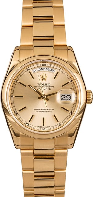 Pre-Owned Rolex Day-Date 118208 Champagne Index Dial T