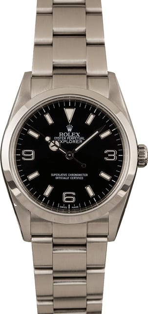 Pre-Owned Rolex Explorer 114270 Black Arabic Dial T