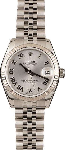 Mid-Size Rolex Datejust 178274 Rhodium Roman Dial