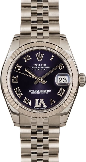 PreOwned Rolex Datejust 178274 Purple Dial with Diamond VI