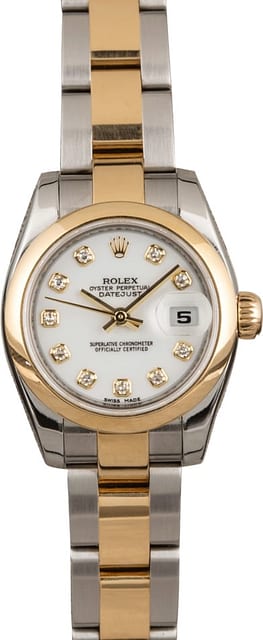 Used Ladies Rolex Datejust 179163 White Diamond Dial