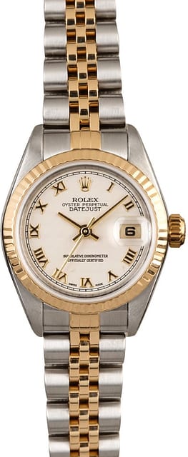 Women's Rolex Datejust 79173 Ivory Pyramid Roman Dial