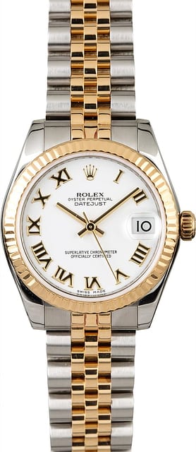 Rolex Datejust 178273 Mid-Size White Roman