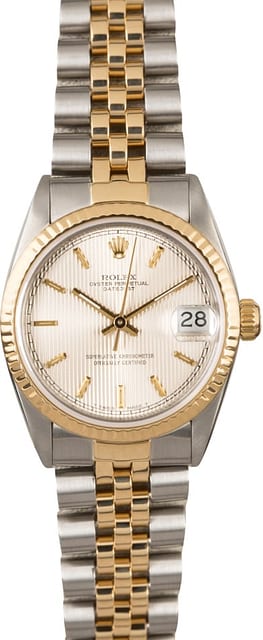 Rolex Datejust 68273 Silver Tapestry Dial
