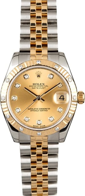 Mid-Size Rolex Datejust 178273 Diamond Dial & Bezel