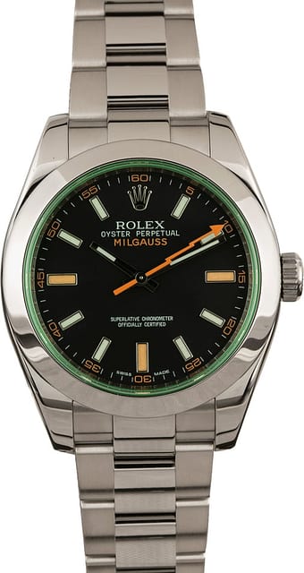 Used Mens Rolex Milgauss 116400V Black Luminous Dial
