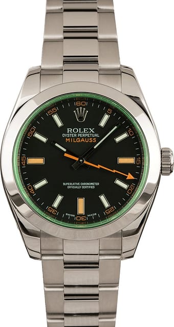 Used Black Dial Rolex Milgauss 116400V w/ Green Crystal T