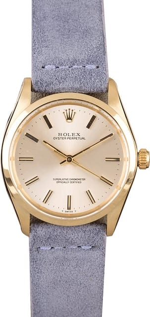 Rolex Oyster Perpetual 1002 Silver Dial with Yellow Gold Case