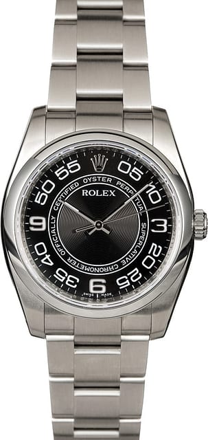 PreOwned Rolex Oyster Perpetual 116000 Black Concentric Arabic Dial
