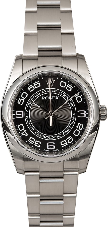 Unworn Rolex Oyster Perpetual 116000 Black Concentric Dial