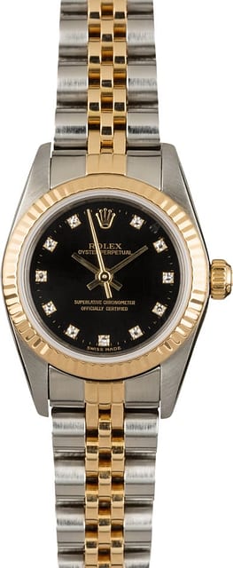 PreOwned Rolex Oyster Perpetual 76193 Black Diamond Dial