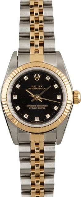 Used Rolex Oyster Perpetual 76193 Black Diamond Dial
