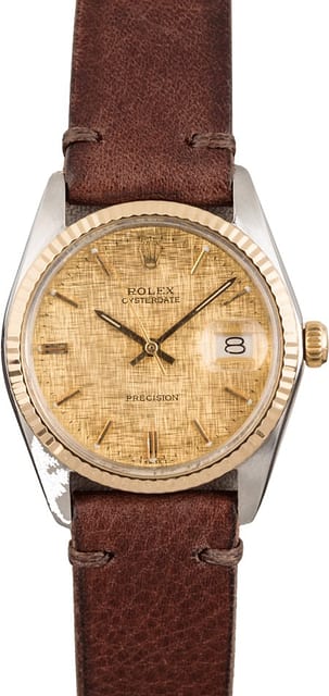 Vintage Rolex OysterDate 6694 Linen Dial