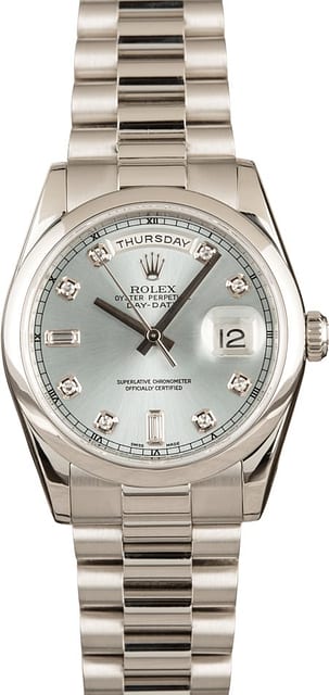 Glacier Blue Rolex Platinum Day Date 118206