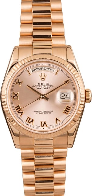 Rolex President 118235 Pink Roman Dial