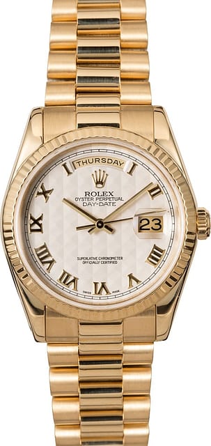 Rolex President 118238 Ivory Pyramid Roman Dial