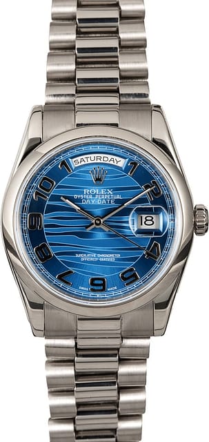Rolex White Gold President 118239 Blue Waves