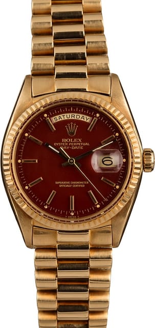 Vintage Rolex Day-Date 1803 Oxblood Stella 'Pie Pan' Dial