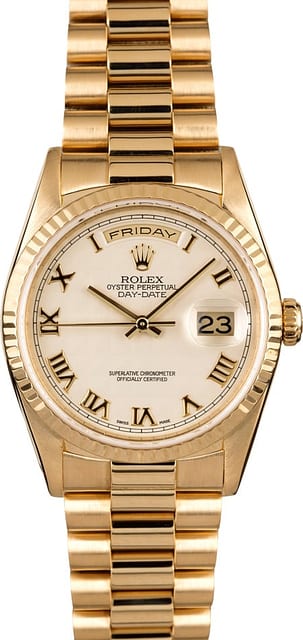 Rolex President 18238 Ivory Pyramid Roman Dial