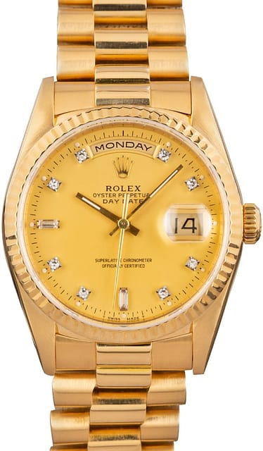 Rolex President 18238 Champagne Diamond Dial